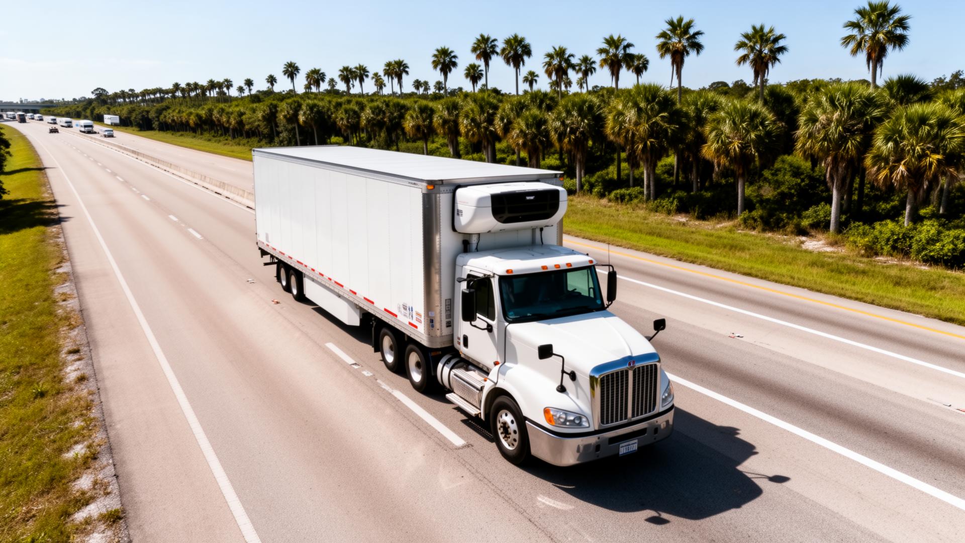 Refrigerated truck on an open American highway