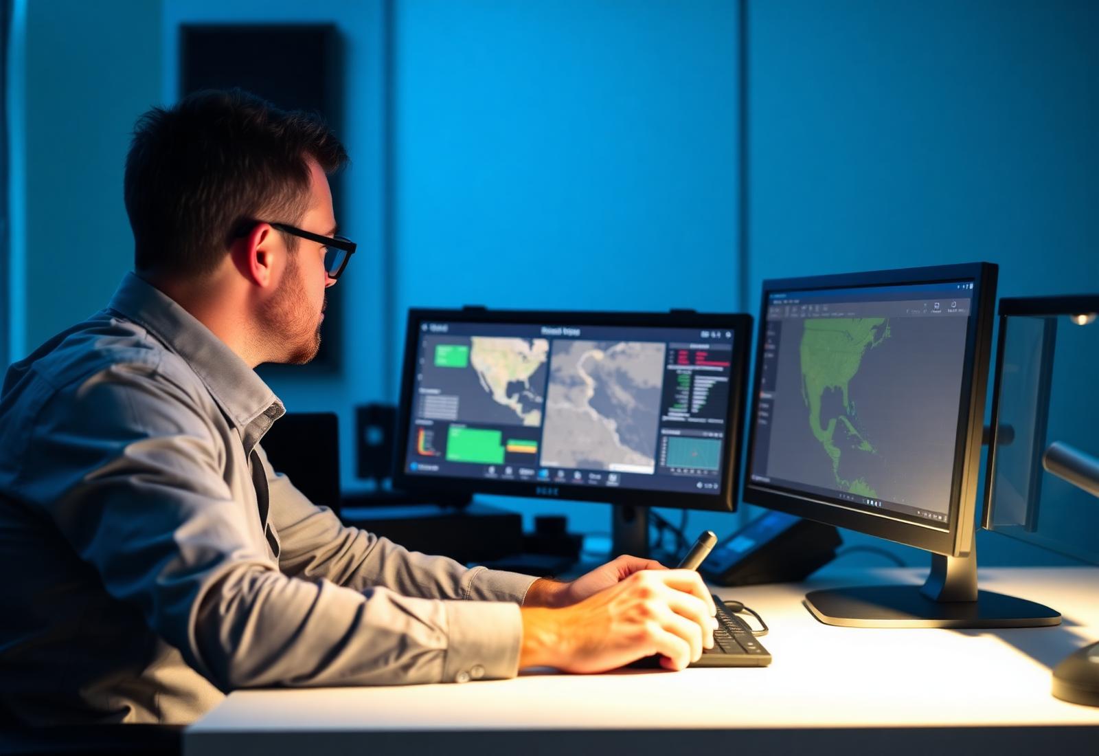 Freight dispatcher training session with load boards on screen